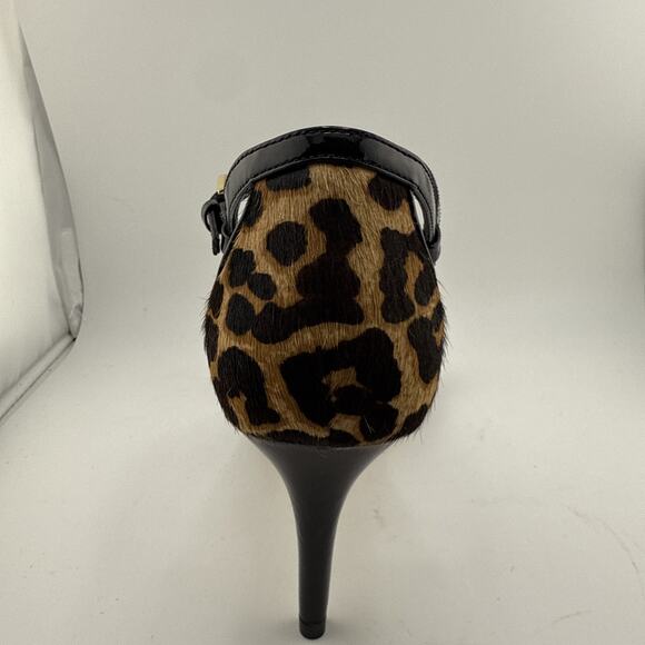 Michael Kors Womens Simone Open Toe Black Patent Animal Print Size 10M NWB - Picture 6 of 16
